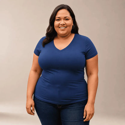 Compra pack de 5 blusas básicas para mujer manga corta en franela licrada, cómodas y frescas, talla XL con colores surtidos.