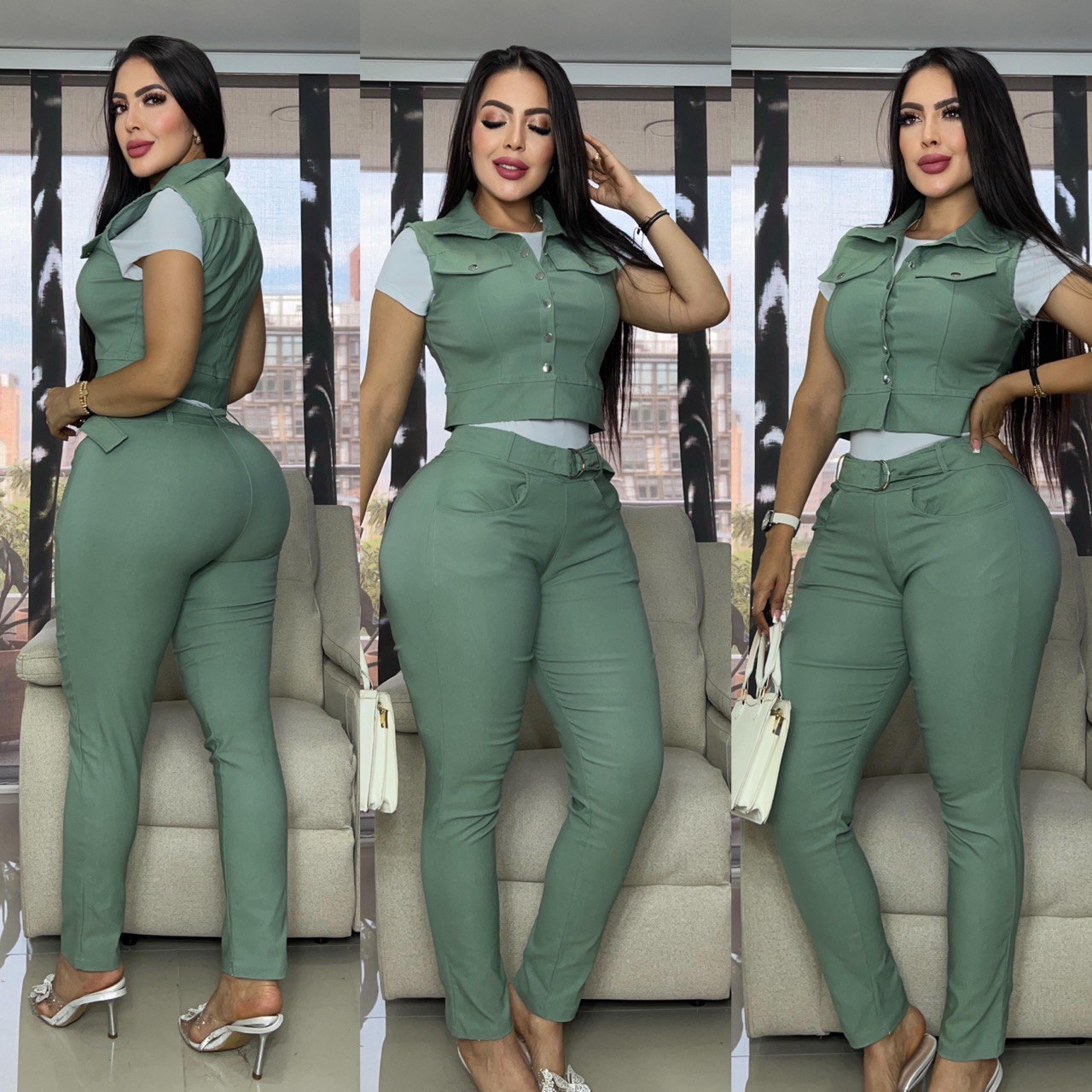 Compra pantalón para mujer en bengalina licrada, tiro alto y ajuste elástico, disponible en talla única y XL con excelente comodidad.