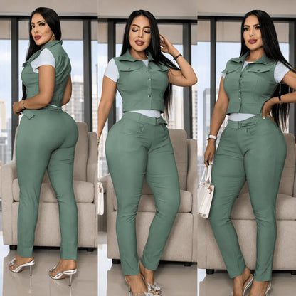 Compra pantalón para mujer en bengalina licrada, tiro alto y ajuste elástico, disponible en talla única y XL con excelente comodidad.