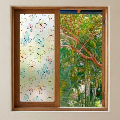 Película esmerilada Coavas para ventanas con privacidad, protección UV y adhesión estática reutilizable. Permite el paso de luz natural sin pegamento.