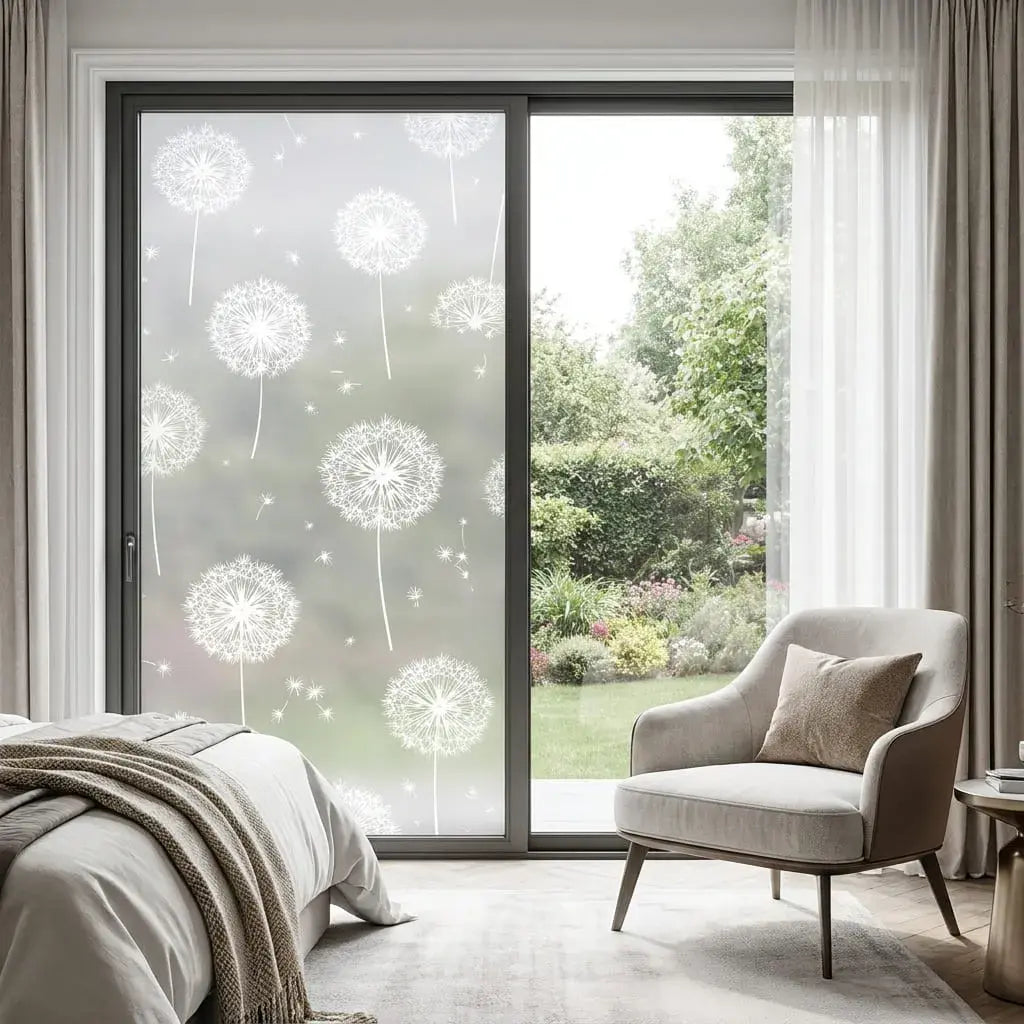 Película esmerilada Coavas para ventanas con privacidad, protección UV y adhesión estática reutilizable. Permite el paso de luz natural sin pegamento.