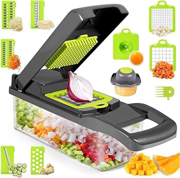 Picador manual multifuncional para cortar verduras y alimentos de forma rápida y práctica. Ideal para cocina diaria y ahorro de tiempo.