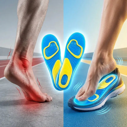 Plantillas Ortopédicas Gel Activo™ diseñadas para mayor comodidad, absorción de impacto y sensación de descanso en el uso diario.