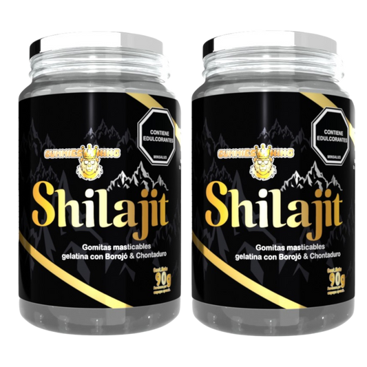 Promo X2 Shilajit Original Gomas con 2 envases de 30 ositos cada uno. Suplemento natural para adultos enfocado en energía, vitalidad y bienestar general.
