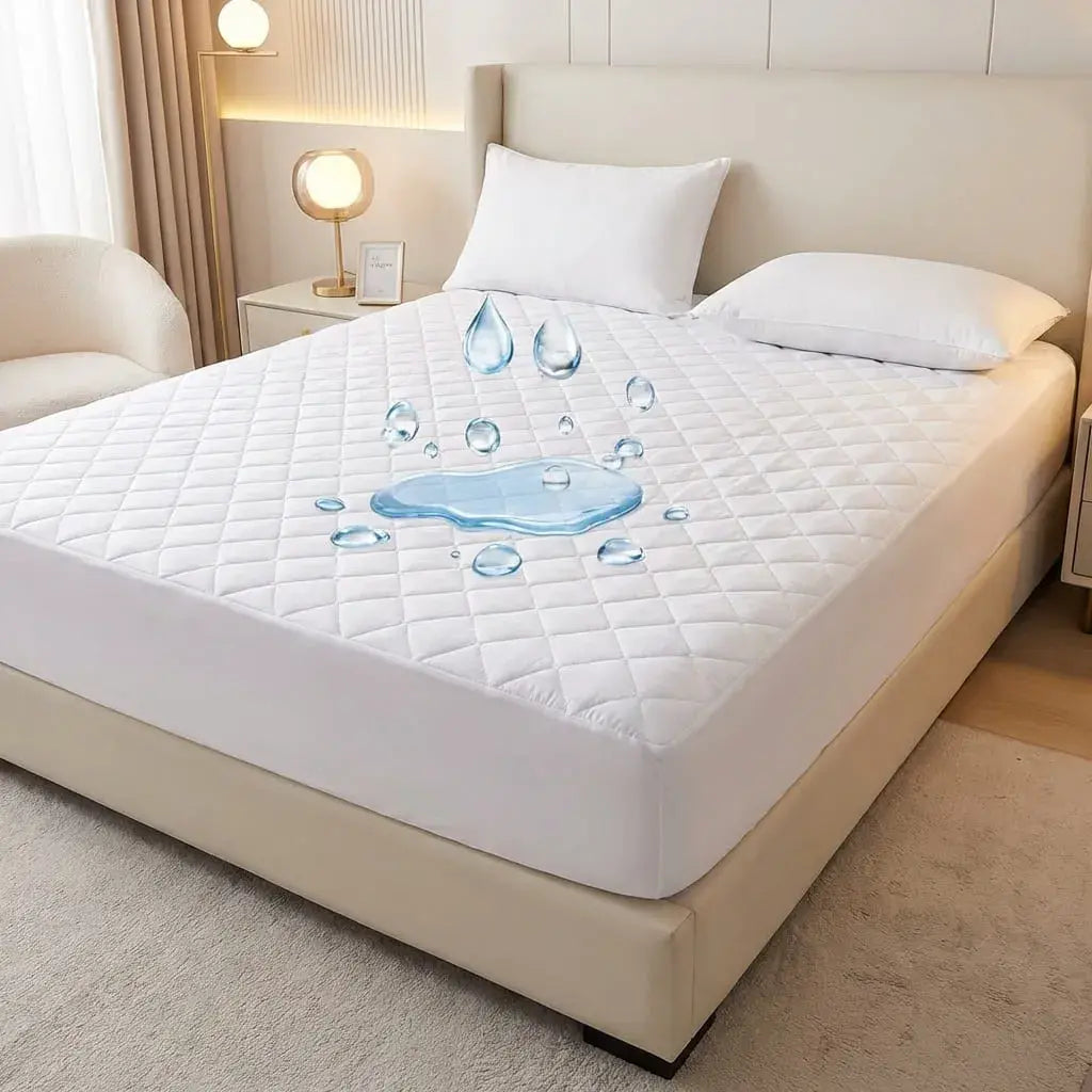 Protector de colchón Elite Premium impermeable con tela fría, propiedades antipolvo y antiácaros, incluye fundas de almohada para protección total.