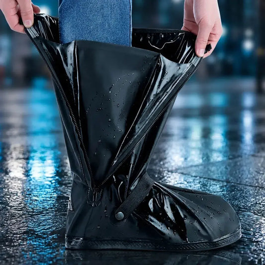 Protector Impermeable Huihua para zapatos tipo bota en PVC con suela texturizada. Ideal para lluvia, moto, bicicleta y uso diario. Disponible de talla S a XXL.