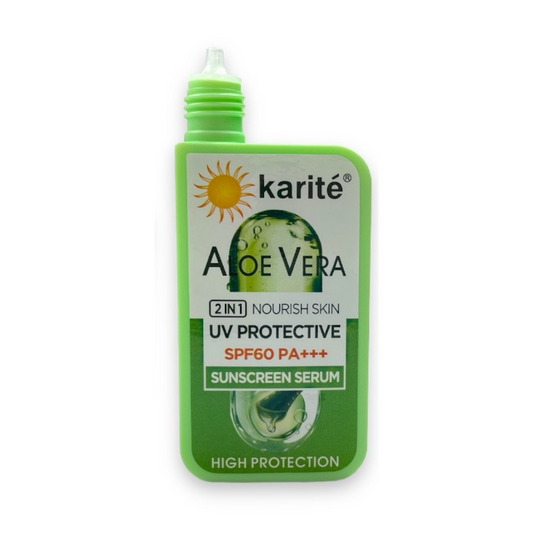 Protector solar Aloe Vera SPF 60+ para rostro y cuerpo, con protección UVA UVB, textura ligera, rápida absorción e hidratación diaria.