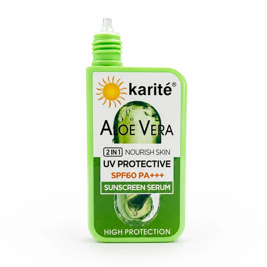 Protector solar Aloe Vera SPF 60+ para rostro y cuerpo, con protección UVA UVB, textura ligera, rápida absorción e hidratación diaria.