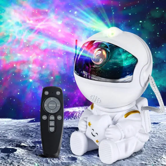 Proyector astronauta galaxia con luz de estrellas, nebulosa, control remoto, temporizador y cabeza giratoria 360 grados. Ideal para habitaciones, niños y decoración.