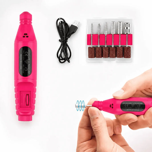 Máquina pulidora eléctrica de uñas con alimentación USB, una velocidad y diseño compacto en ABS. Ideal para manicure y pedicure en casa.