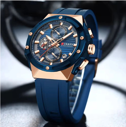 Reloj Curren 8462 para hombre con cronógrafo, acero inoxidable y estilo casual resistente a salpicaduras.