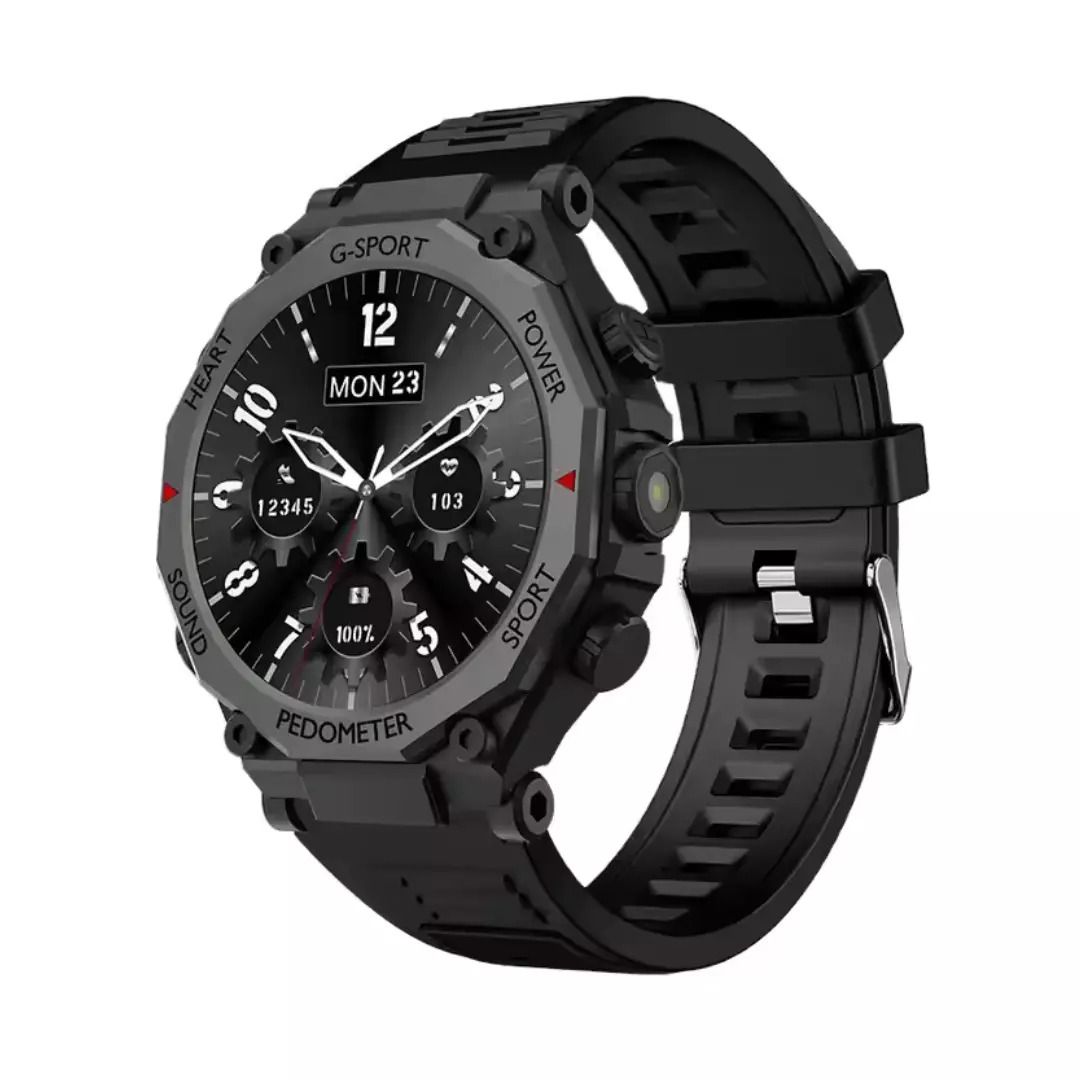 Reloj inteligente GT6 Pro Bluetooth con pantalla táctil, llamadas, control por app, cargador inalámbrico, funciones fitness, música y notificaciones.