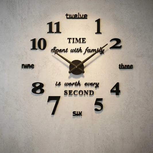 Reloj de pared 3D grande con números adhesivos efecto espejo, ideal para decorar salas, oficinas, habitaciones y espacios modernos.