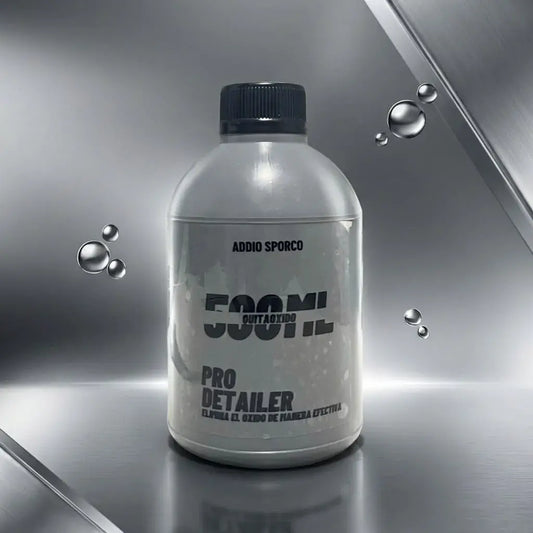 Removedor de óxido Addio de 500 ml con esponja de alambre, ideal para limpiar hierro, acero, herramientas y superficies metálicas resistentes con corrosión superficial.