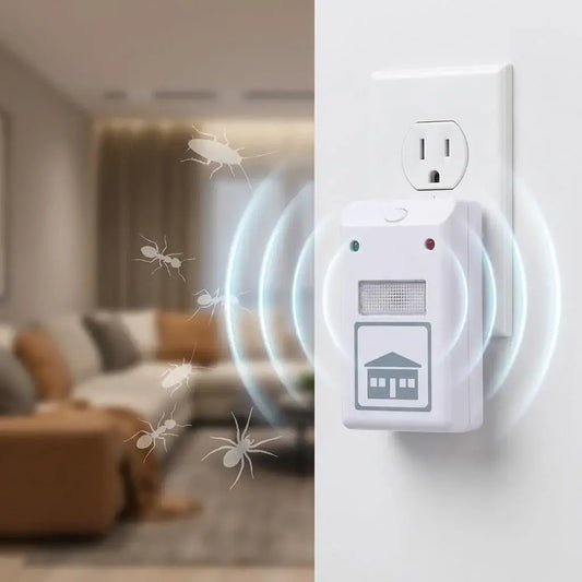 Repelente electrónico Riddex para roedores, cucarachas, hormigas y arañas. Dispositivo sin químicos, fácil de usar, de bajo consumo y práctico para el hogar.