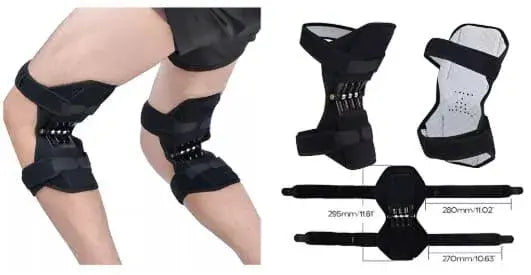 Rodillera NeoMotion DROPS con resortes de acero al carbono, soporte alto, compresión controlada y diseño ergonómico para actividad física y uso diario.
