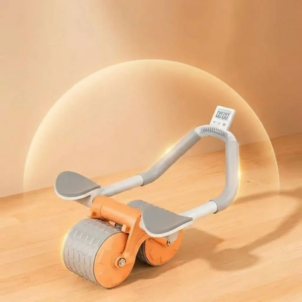 Rueda abdominal inteligente con sistema de rebote automático y base antideslizante. Ideal para entrenar abdomen y core en casa.