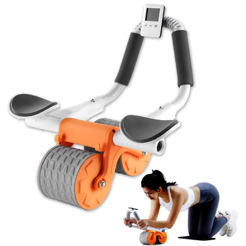 Rueda abdominal 2 en 1 con soporte de codos y sistema antideslizante. Ideal para fortalecer el core y entrenar abdomen en casa.