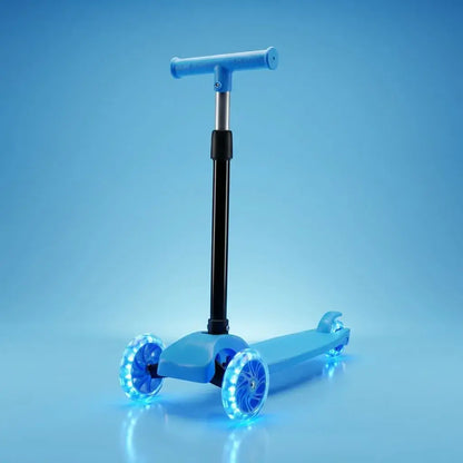 Scooter infantil plegable con ruedas LED, altura ajustable y estructura resistente, ideal para niños y niñas de 3 a 12 años para uso diario y recreativo.