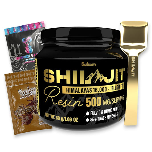 Shilajit Satoomi Original Black 125 mL en bálsamo de resina natural del Himalaya. Incluye sobre chocolate y Gomitas Viking. Apoyo tradicional para energía, vitalidad y bienestar en adultos.