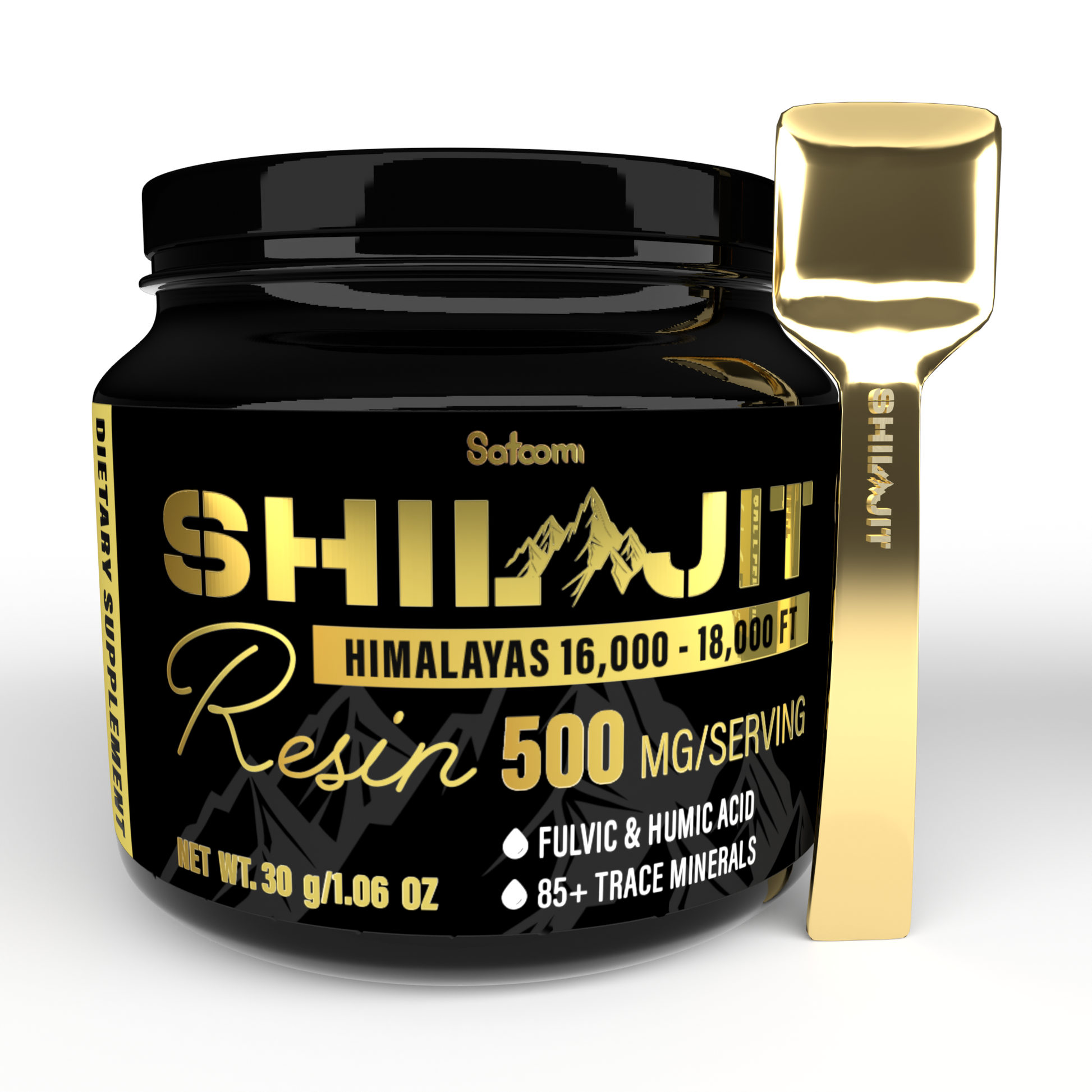 Shilajit Satoomi Original Pure 125 mL en bálsamo de resina natural del Himalaya. Disponible en 1, 2 o 3 unidades. Apoyo tradicional para energía, vitalidad y bienestar adulto.