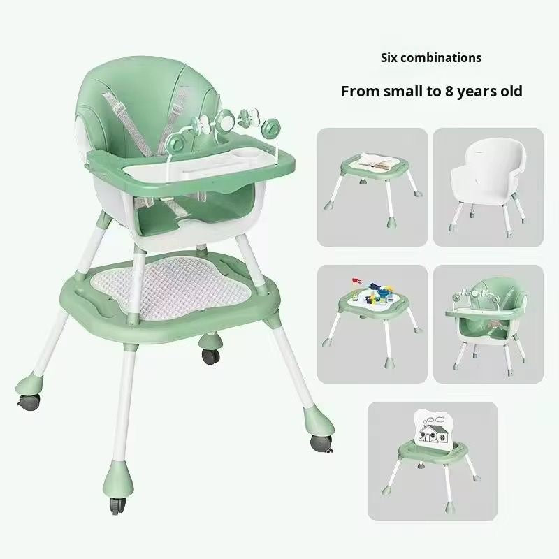 Silla comedor 3 en 1 para bebé con bandeja doble, escritorio y ruedas. Segura, versátil y evolutiva para uso de 6 meses a 8 años.