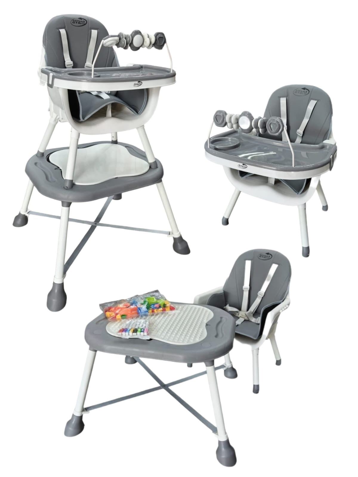 Silla comedor 3 en 1 para bebé con bandeja doble, escritorio y ruedas. Segura, versátil y evolutiva para uso de 6 meses a 8 años.