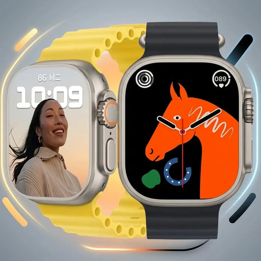 Smartwatch T800 Ultra con 2 correas, pantalla 2.0 y funciones de salud. Compatible con Android e iOS, ideal para uso diario.