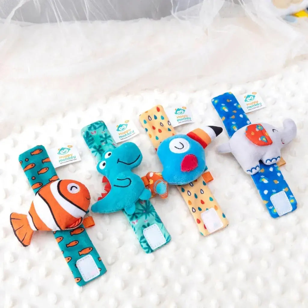 Sonajero de muñeca para bebé con material suave y sonido relajante. Estimula sentidos, coordinación y desarrollo sensorial desde los primeros meses.