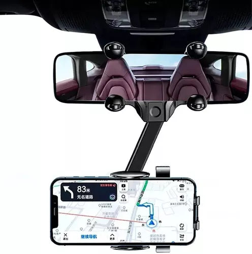 Soporte holder para celular 360° para carro, con rotación ajustable, uso vertical u horizontal, cuerpo giratorio 180° y diseño estable compatible con la mayoría de teléfonos móviles.
