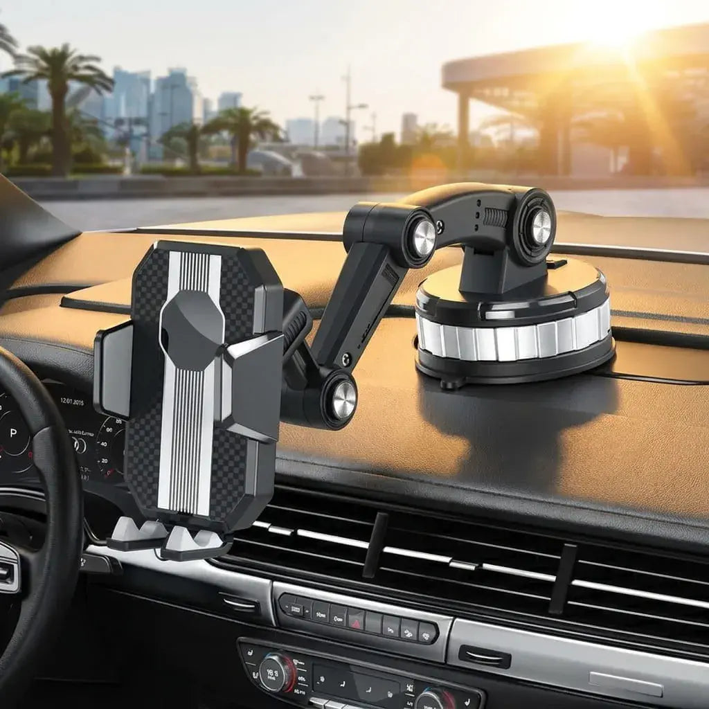 soporte ventosa para celular en carro, universal y ajustable para parabrisas, tablero, vidrio y superficies lisas. Ideal para mantener el celular firme y visible.