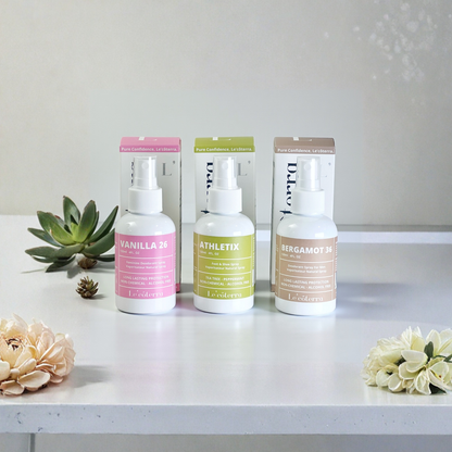 Spray natural Le’côterra sin alcohol con aromas premium para uso íntimo, corporal y deportivo con frescura duradera.