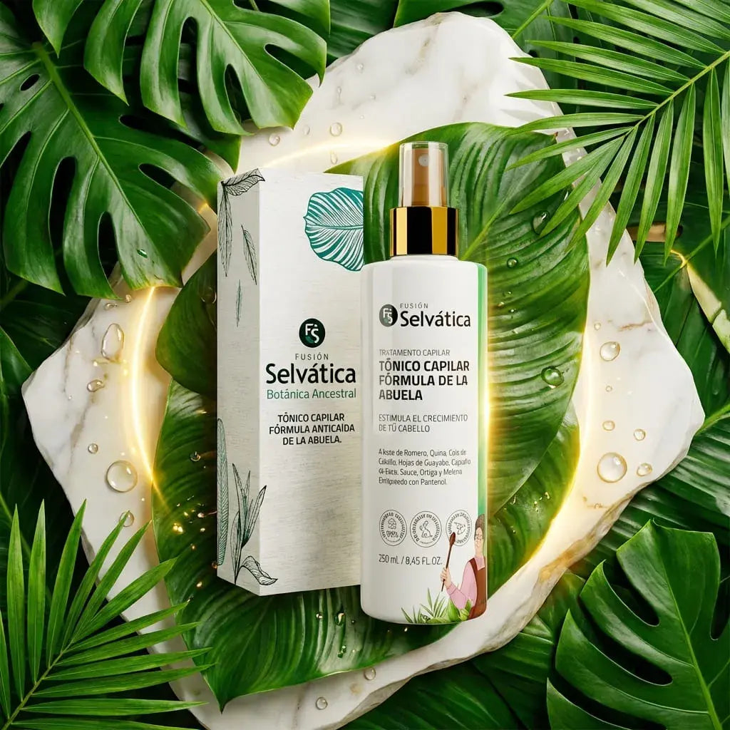 Tónico capilar anticaída y crecimiento con fórmula ancestral y extractos botánicos. Ideal para el cuidado diario del cuero cabelludo y el fortalecimiento natural del cabello.