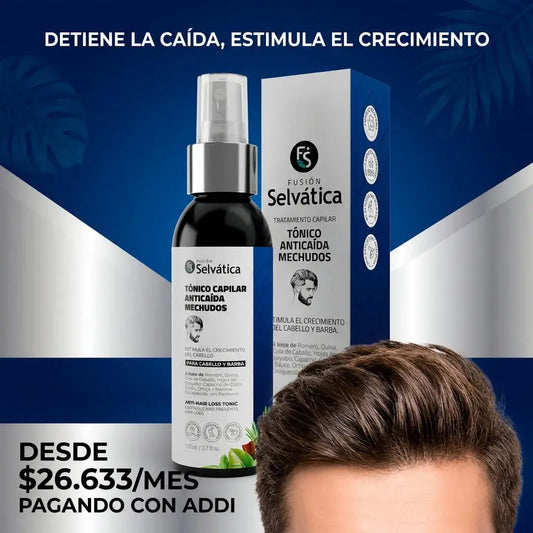 Tónico capilar anticaída para hombres con extractos botánicos tradicionales. Apoya el fortalecimiento del cabello y el cuidado diario del cuero cabelludo. Ideal para uso constante.