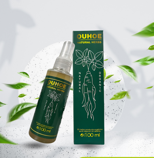 Tónico capilar natural OUHOE 100 ml con extractos botánicos. Ayuda a fortalecer el cabello y mejorar su apariencia con uso frecuente.