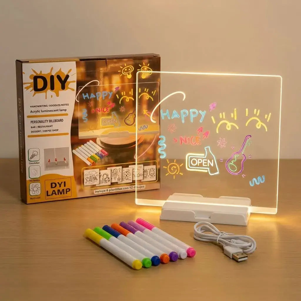 Tablero Mágico Luminoso Grande para dibujar, escribir y realizar actividades creativas, ideal para niños, aprendizaje, entretenimiento y regalo.