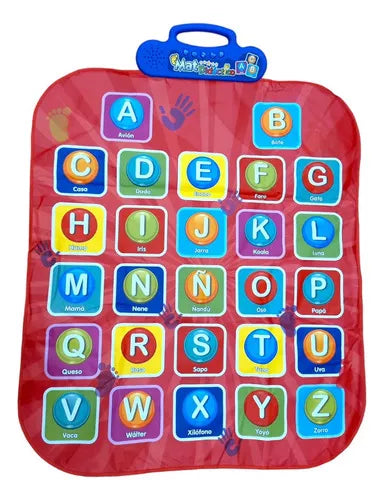 Tapete educativo para bebé con abecedario, sonidos interactivos, imágenes, colores vivos y superficie suave de 71 x 83 cm para estimulación temprana y juego en casa.