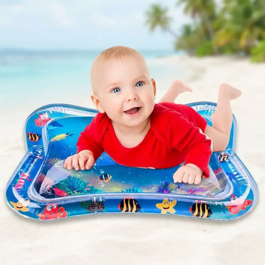 Tapete sensorial de agua para bebé con diseño marino. Estimula el tiempo boca abajo, fortalece músculos y desarrollo sensorial con material PVC seguro y libre de BPA.