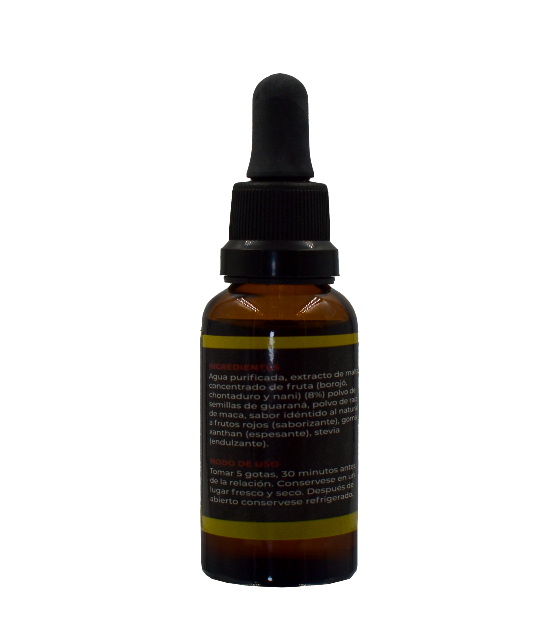 Taurimax solución oral sabor frutos rojos para adultos, con borojó, chontaduro, noni, guaraná, maca y extracto de malta. Complemento líquido para vitalidad, energía y bienestar íntimo.