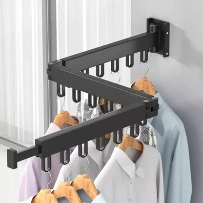 Tendedero plegable retráctil de 3 barras para secar ropa y aprovechar mejor espacios pequeños. Práctico para lavanderías, balcones y apartamentos.