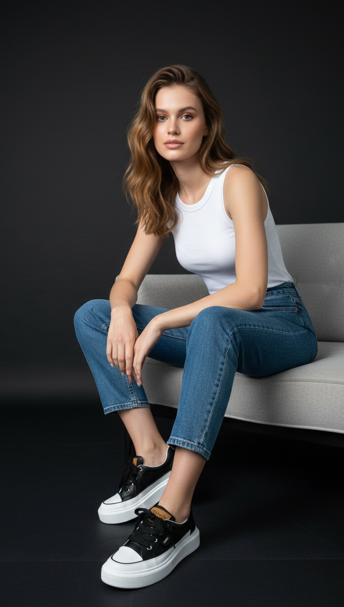 Tenis fashion dama con plataforma chunky, suela EVA ultraliviana y diseño moderno. Cómodos, resistentes y perfectos para uso diario en Colombia.