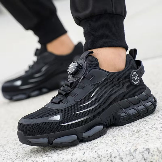 Tenis deportivos para hombre con ajuste rápido tipo perilla sin cordones, diseño transpirable, suela gruesa con amortiguación y buen agarre para caminar, entrenar y uso diario.