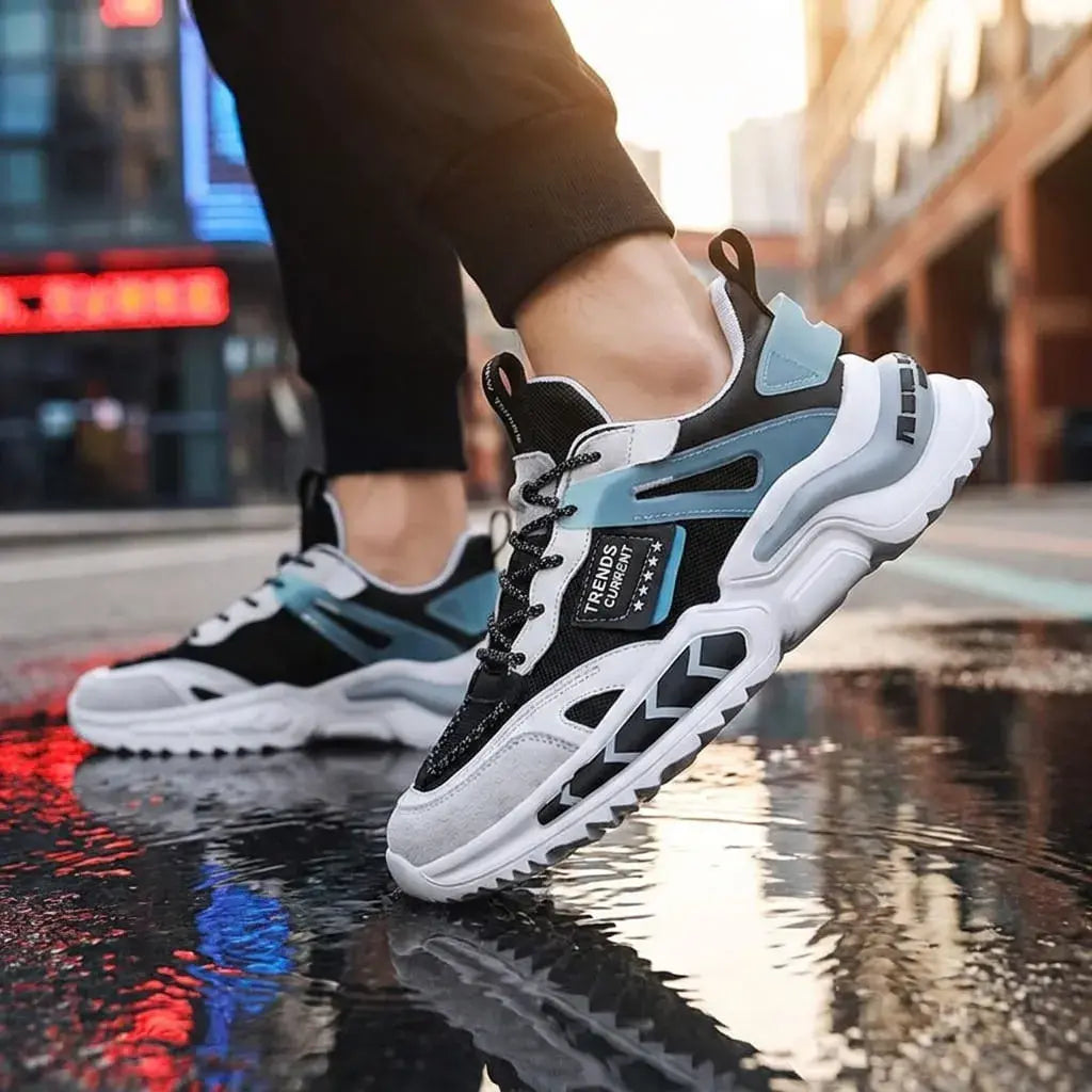 Tenis YRZ importados para hombre con diseño casual, detalles reflectivos y efecto neón. Disponibles en tallas EUR 39 a 44 y con garantía.