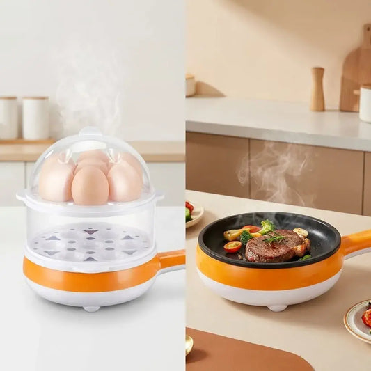 Vaporera eléctrica multinivel con bandejas apilables, temporizador y apagado automático para cocinar verduras, carnes, huevos y arroz.