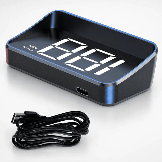 Velocímetro HUD GPS M2 para carro con proyección en parabrisas, pantalla grande, brillo automático, conexión USB y lectura de velocidad en tiempo real para conducción cómoda.