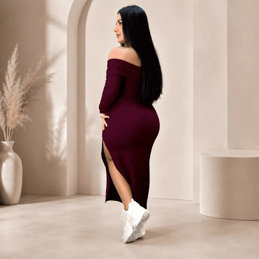 vestido largo rib para mujer Betulia, diseño bandeja, elegante y elástico, talla única 6 a 10 con ajuste perfecto y cómodo.