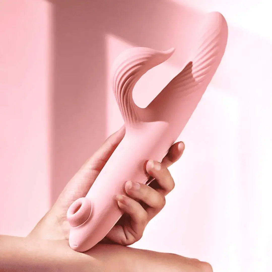 Vibrador recargable de doble estimulación para punto G y zona anal en silicona suave. Diseño ergonómico con diferentes intensidades de vibración. Uso adulto.