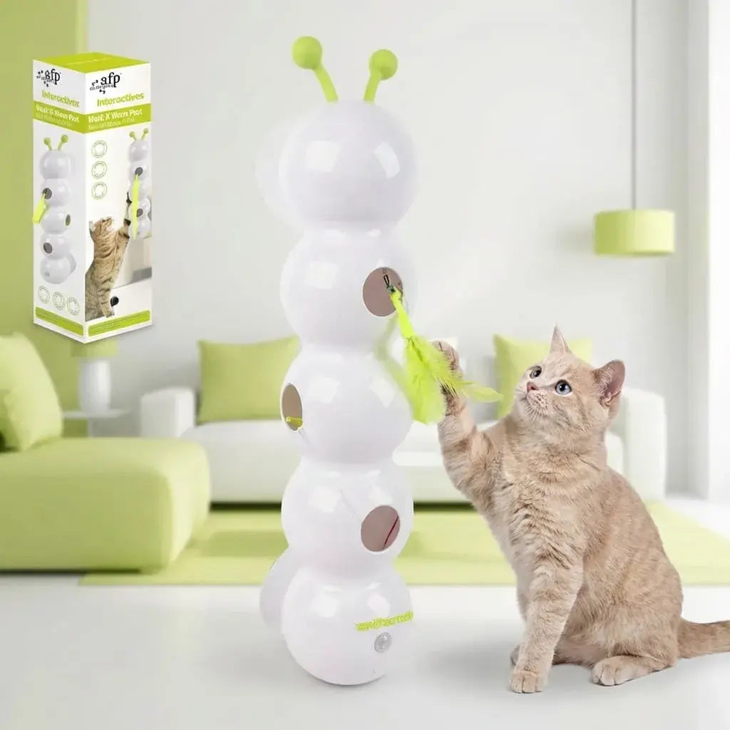 Whirlie Smart Motion™ juguete inteligente para gatos con movimiento automático que estimula el juego, el ejercicio y la actividad mental diaria.