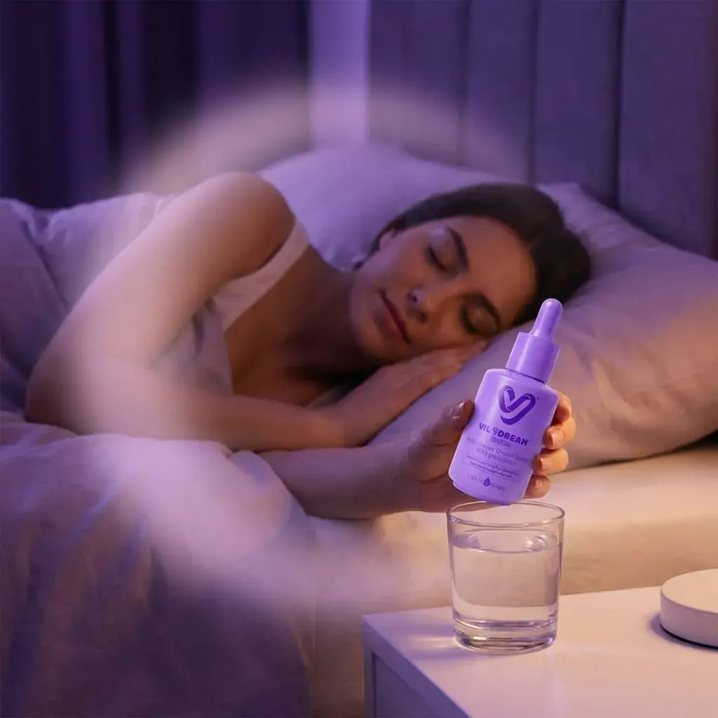 Gotas probióticas con melatonina y extractos naturales que apoyan el descanso nocturno y la calidad del sueño de forma natural.