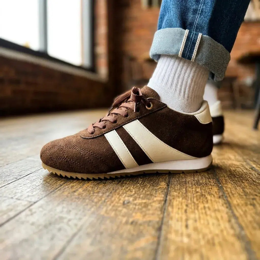 Zapatilla Y40 casual deportiva con acabado texturizado, cordones y suela ligera. Disponible en negro, dorado, blanco con negro, café y negro con plata.